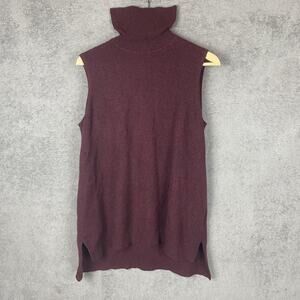 Cashmere Sweater Womens Medium Burgundy Sleeveless Layering Cozy Office Career